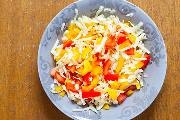 Image showing Assorted salad with fresh vegetables in plate