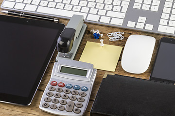 Image showing Blank Corporate ID Set on wooden