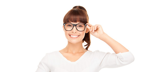 Image showing asian woman adjusting eyeglasses