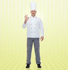 Image showing happy male chef cook showing ok sign