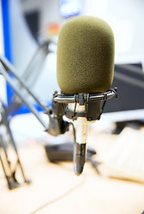 Image showing microphone at recording studio or radio station