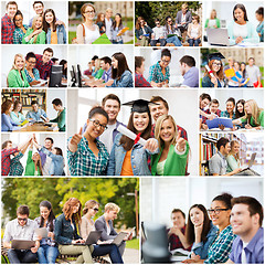 Image showing collage with many pictures of college students