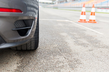 Image showing close up of car front on speedway at stadium