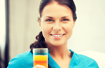 Image showing beautiful woman with glass of juice