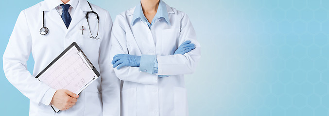 Image showing nurse and male doctor holding cardiogram