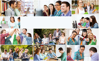 Image showing collage with many pictures of college students