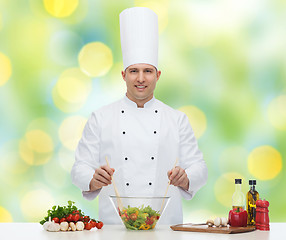 Image showing happy male chef cook cooking food