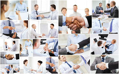 Image showing collage with business handshake