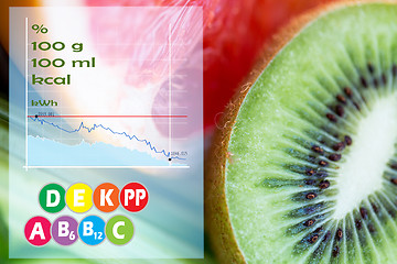 Image showing kiwi with grapefruit over calories and vitamins