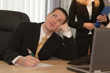 Image showing Bored businessman