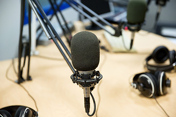 Image showing microphone at recording studio or radio station