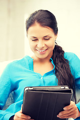 Image showing happy woman with tablet pc computer