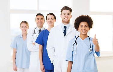 Image showing group of happy doctors at hospital