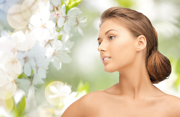 Image showing beautiful young woman face looking aside