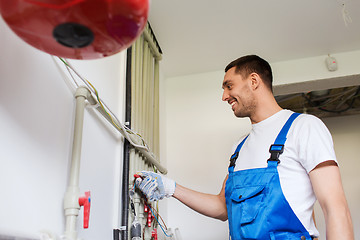 Image showing builder or plumber working indoors