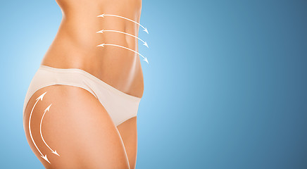 Image showing close up of slim woman tummy and hips in underwear
