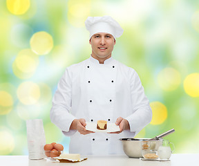 Image showing happy male chef cook baking