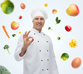 Image showing happy male chef cook showing ok sign