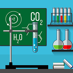 Image showing Science classoom. Education concept. Flat style. 