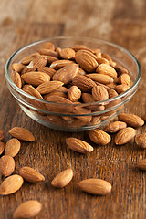 Image showing Bowl of Organic Raw Almonds