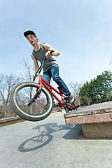 Image showing BMX Rider Grinding