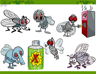 Image showing funny flies set cartoon illustration