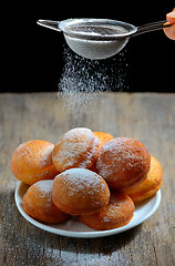 Image showing Donuts with powdered sugar