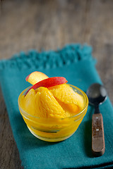 Image showing Closeup of a bowl of mango sorbet