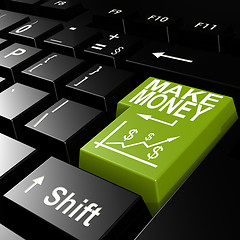 Image showing Make money word on the green enter keyboard