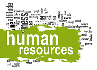 Image showing Human resources word cloud with green banner