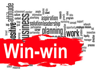 Image showing Win-win word cloud with red banner
