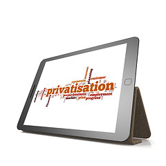 Image showing Privatisation word cloud on tablet