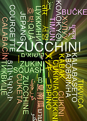 Image showing Zucchini multilanguage wordcloud background concept glowing