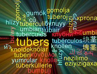 Image showing Tubers multilanguage wordcloud background concept glowing