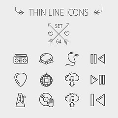 Image showing Music and entertainment thin line icon set