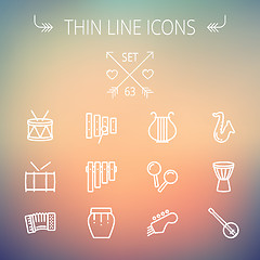 Image showing Music and entertainment thin line icon set