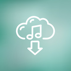 Image showing Music downloading thin line icon