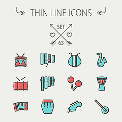 Image showing Music and entertainment thin line icon set