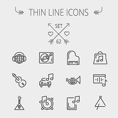 Image showing Music and entertainment thin line icon set