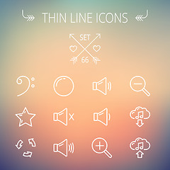 Image showing Music and entertainment thin line icon set