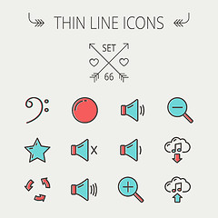 Image showing Music and entertainment thin line icon set