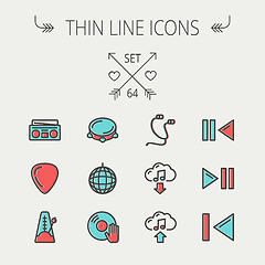 Image showing Music and entertainment thin line icon set