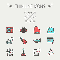 Image showing Music and entertainment thin line icon set