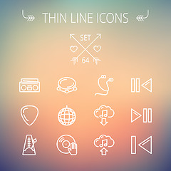 Image showing Music and entertainment thin line icon set