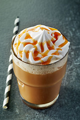 Image showing glass of caramel latte coffee