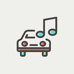 Image showing Car with music thin line icon