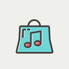 Image showing Shopping bag with musical note thin line icon