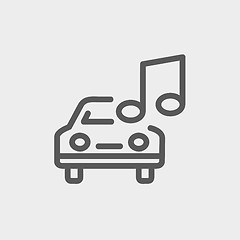 Image showing Car with music thin line icon