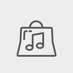 Image showing Shopping bag with musical note thin line icon