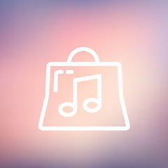 Image showing Shopping bag with musical note thin line icon